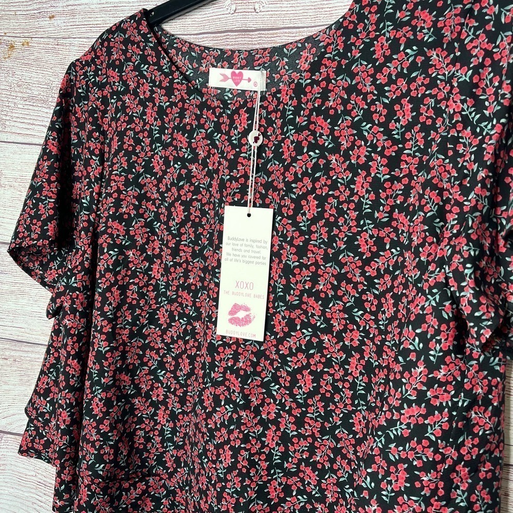 Buddy Love Joey Floral Blouse Short Sleeve Top New Size Medium - Picture 3 of 9